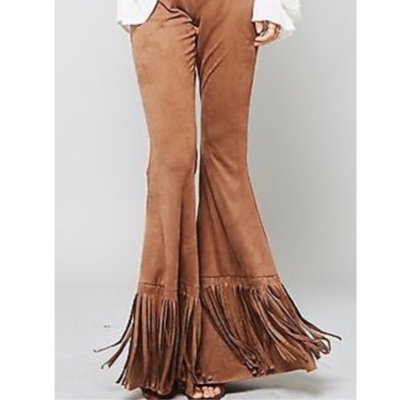 Promesa Pants - Promesa High Waist Flare Style Pants with Fringe Size: S